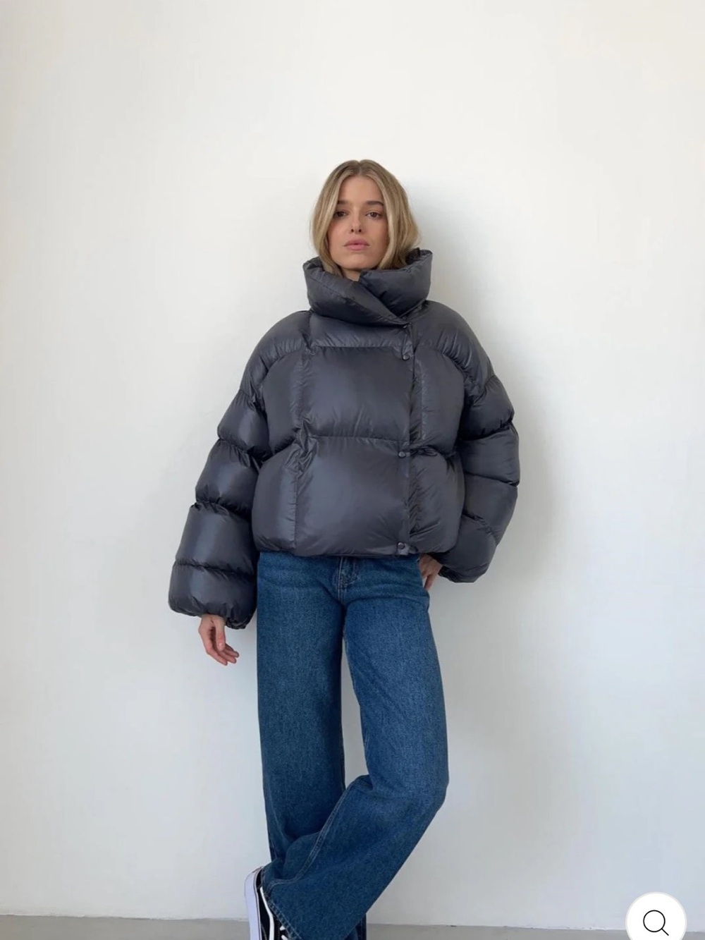 Cropped Gray Puffer Jacket